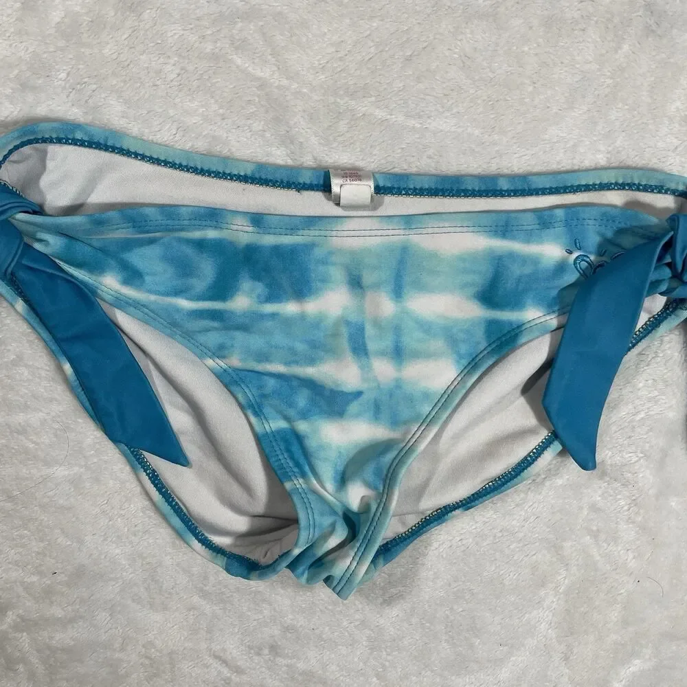 Justice Girls Blue & White Sequin Top Two Piece Y2k 2010 Kids Swim Set Size 12